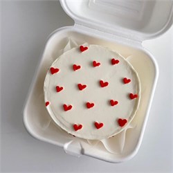 Бенто-торт красные сердца 10042