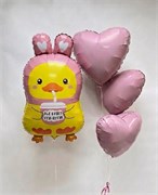 Набор шаров уточка ути-пути с розовыми сердцами 10115